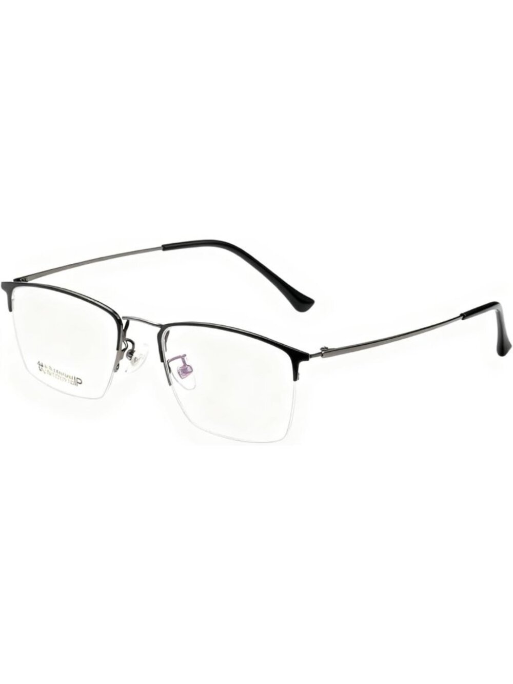 Lightweight Semi-Rimless Titanium Prescription Glasses for Men, 53mm Optical